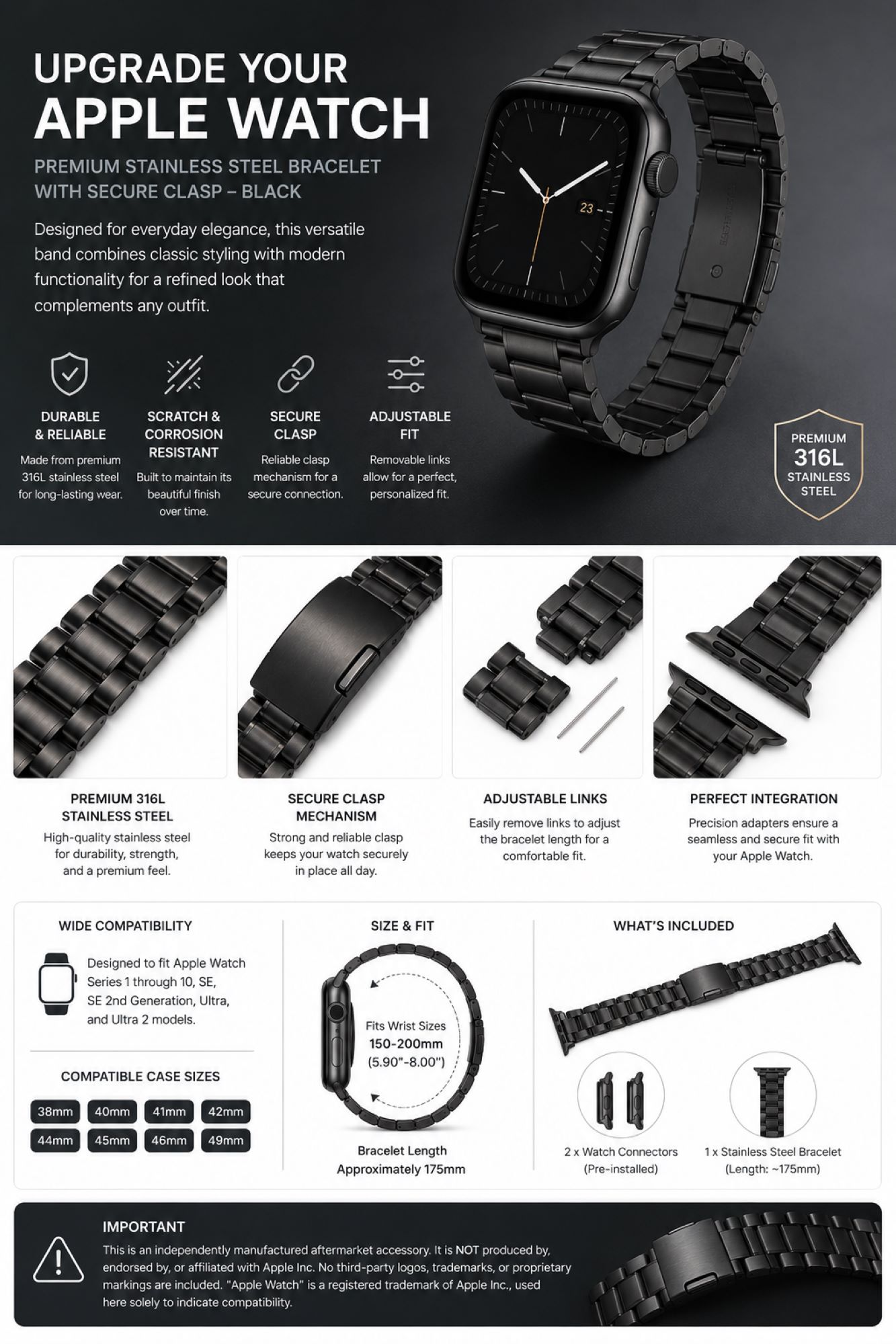 B5LS Stainless Steel Watch Replacement Band photo 5