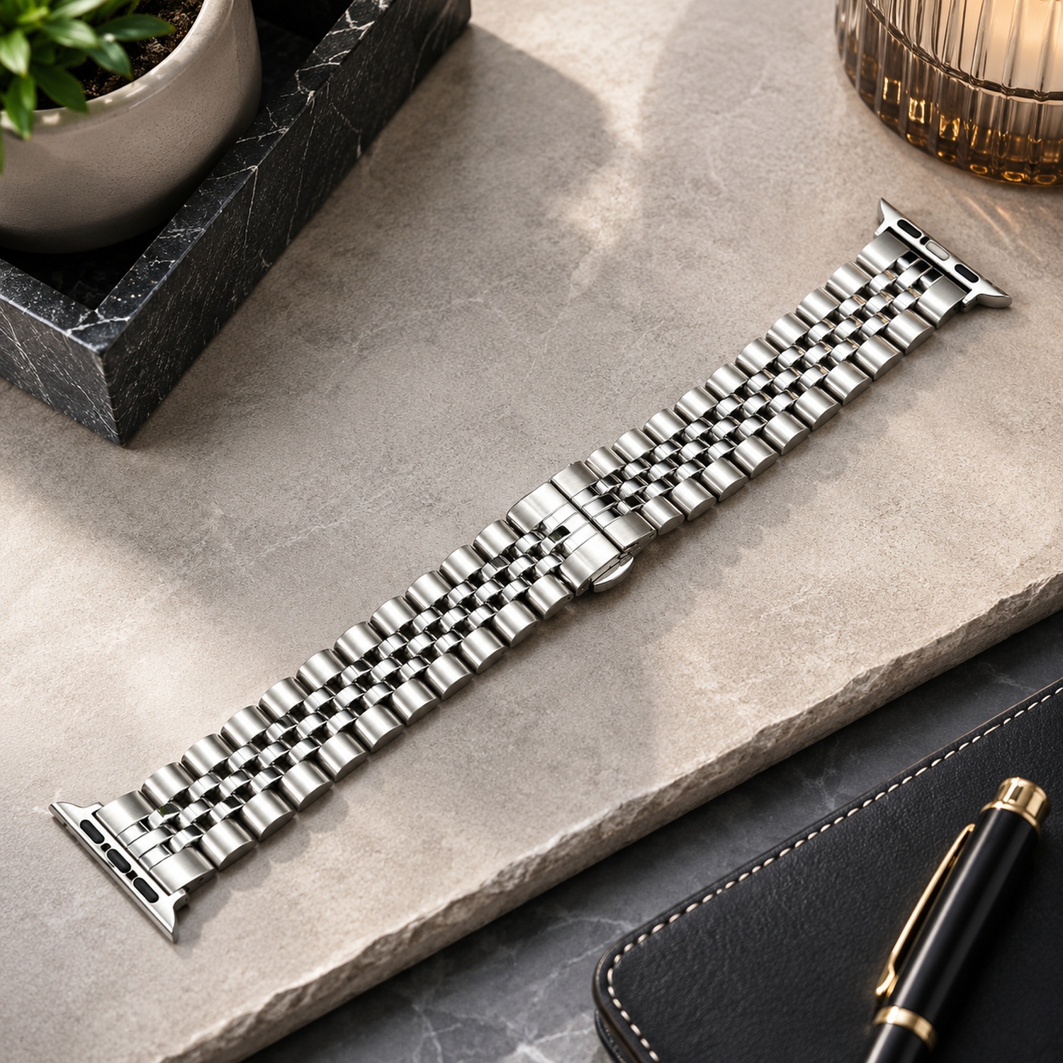 Classic Multi-Link Stainless Steel Replacement Band Compatible with Apple Watch 38mm photo 3