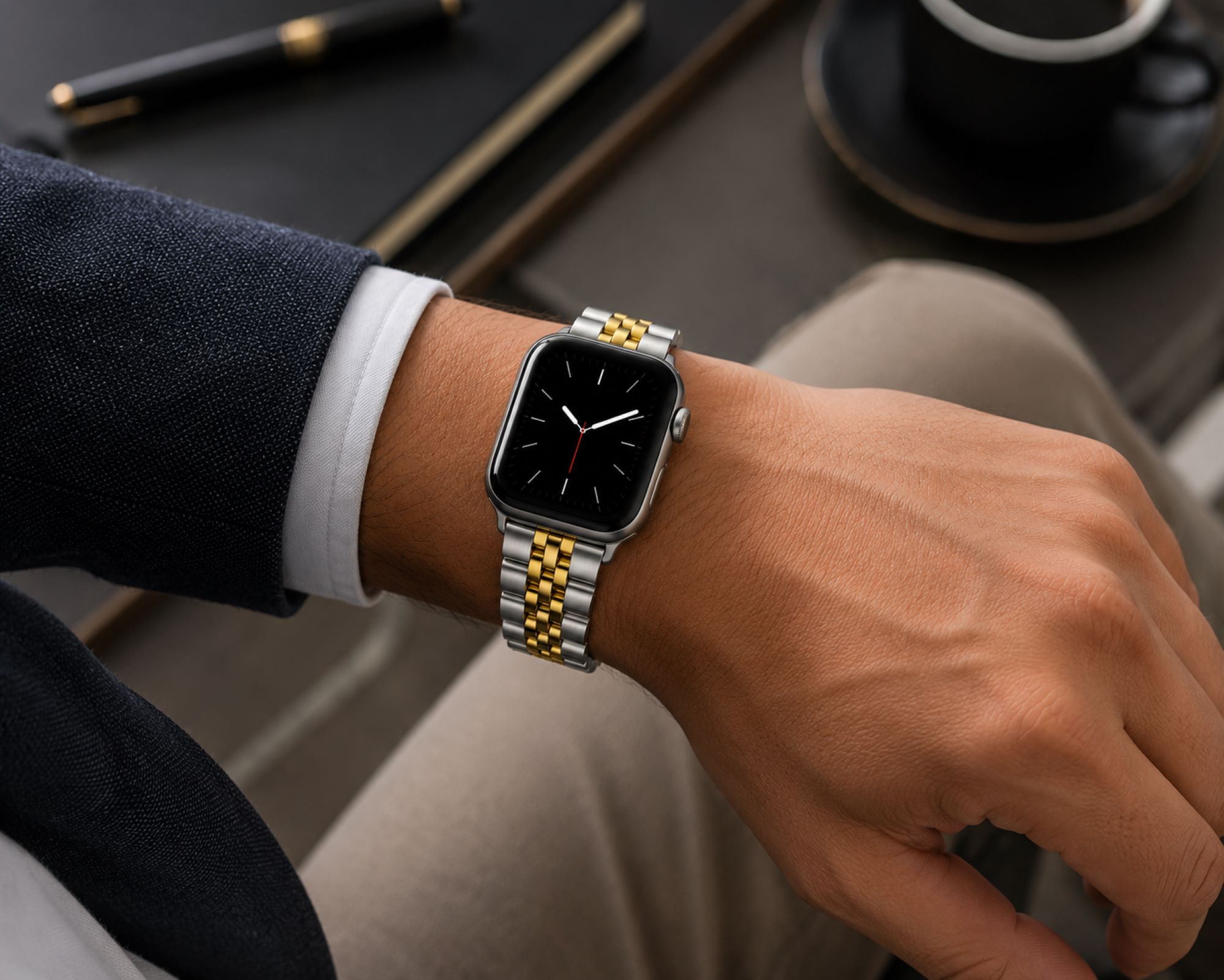 Classic Multi-Link Stainless Steel Replacement Band Compatible with Apple Watch 38mm photo 4