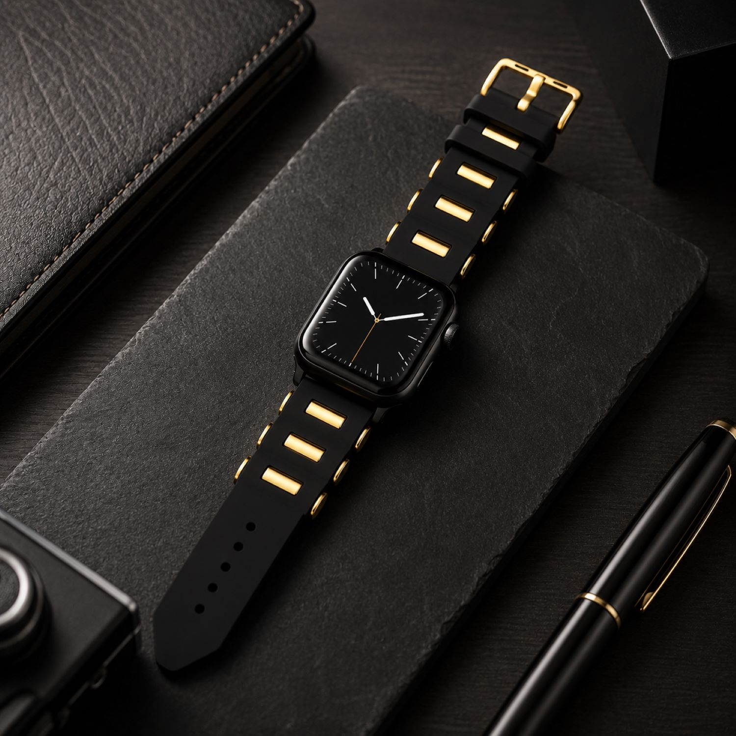 Replacement Rubber Watch Replacement Band Compatible with Apple Watch 38mm, Yellow Gold, Yellow Gold Buckle photo 2