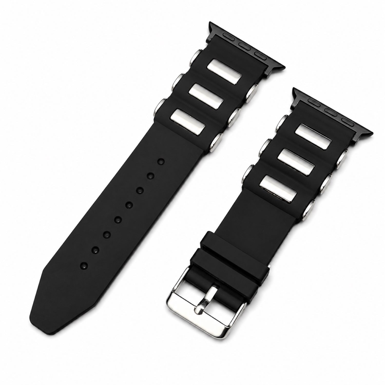 Replacement Rubber Watch Replacement Band Compatible with Apple Watch 38mm, Black, Black Buckle photo 1