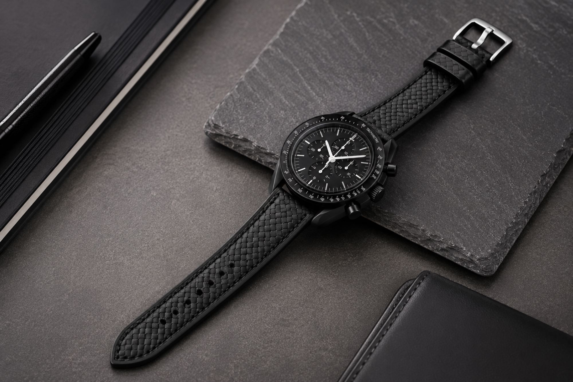 Carbon Fiber Pattern Watch Replacement Band Compatible with Omega x Swatch MoonSwatch 20mm photo 3