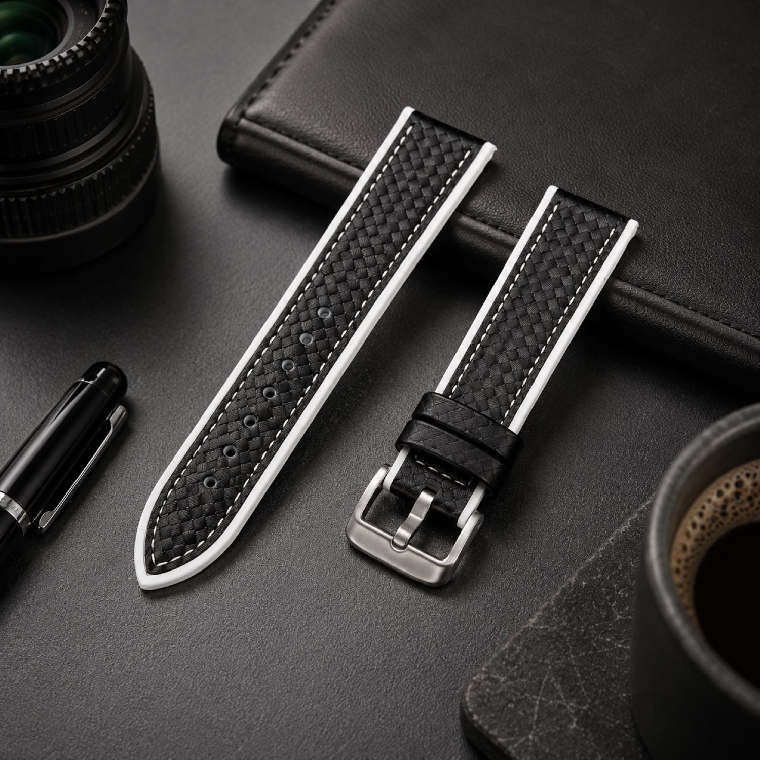 Carbon Fiber Pattern Watch Replacement Band Compatible with Omega x Swatch MoonSwatch 20mm photo 3