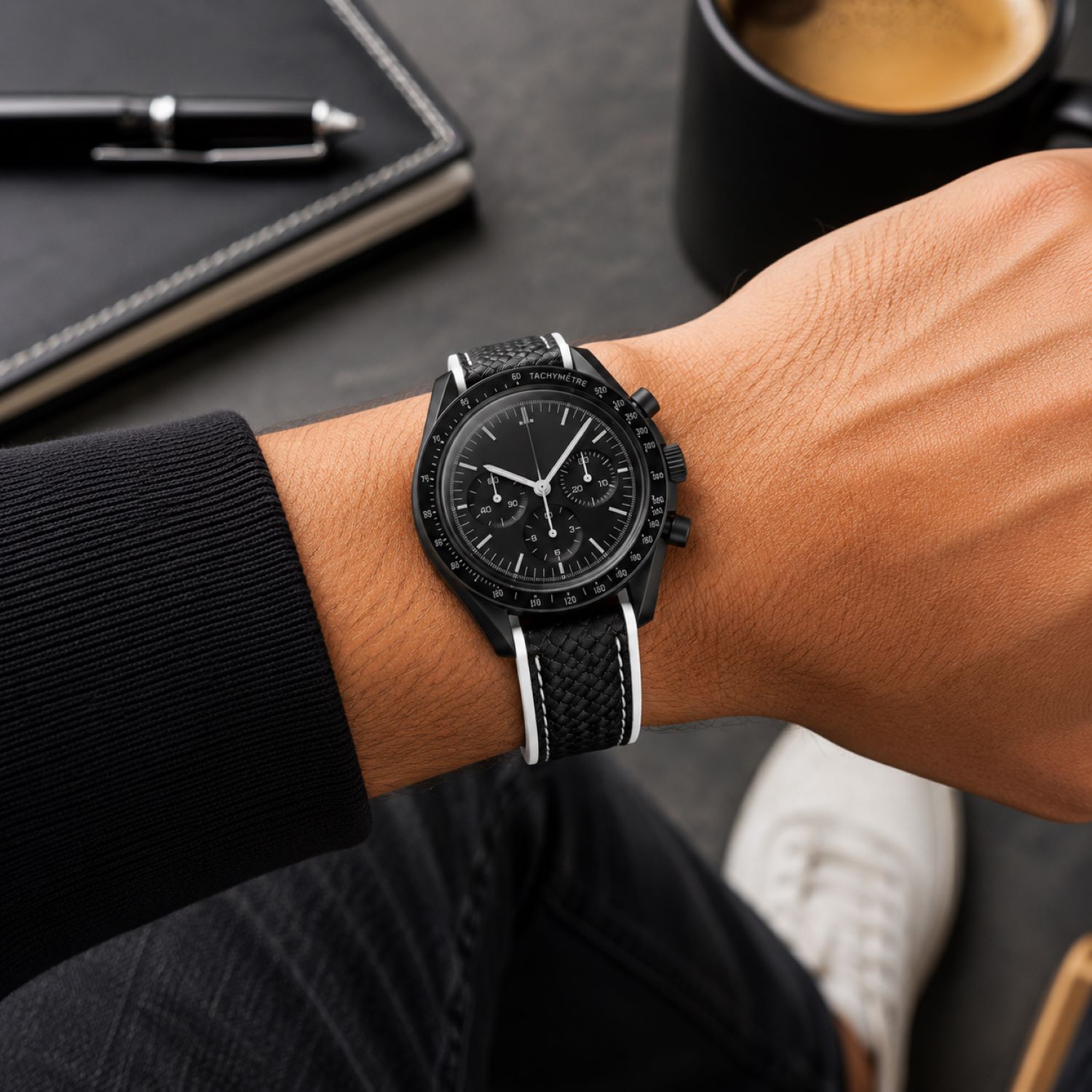Carbon Fiber Pattern Watch Replacement Band Compatible with Omega x Swatch MoonSwatch 20mm photo 4