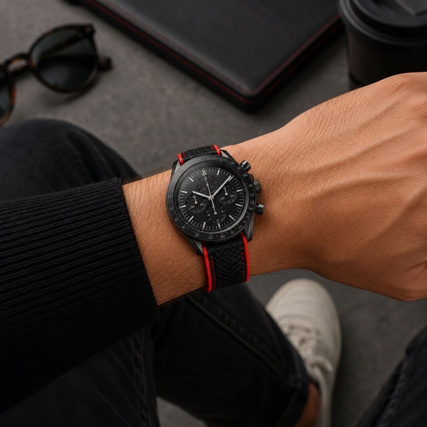 Carbon Fiber Pattern Watch Replacement Band Compatible with Omega x Swatch MoonSwatch 20mm photo 4