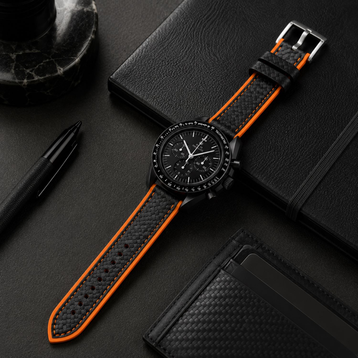 Carbon Fiber Pattern Watch Replacement Band Compatible with Omega x Swatch MoonSwatch 20mm photo 3