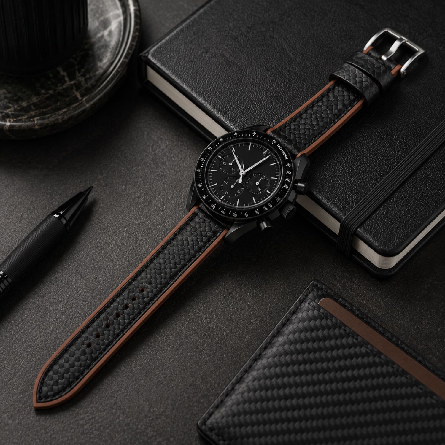 Carbon Fiber Pattern Watch Replacement Band Compatible with Omega x Swatch MoonSwatch 20mm photo 3