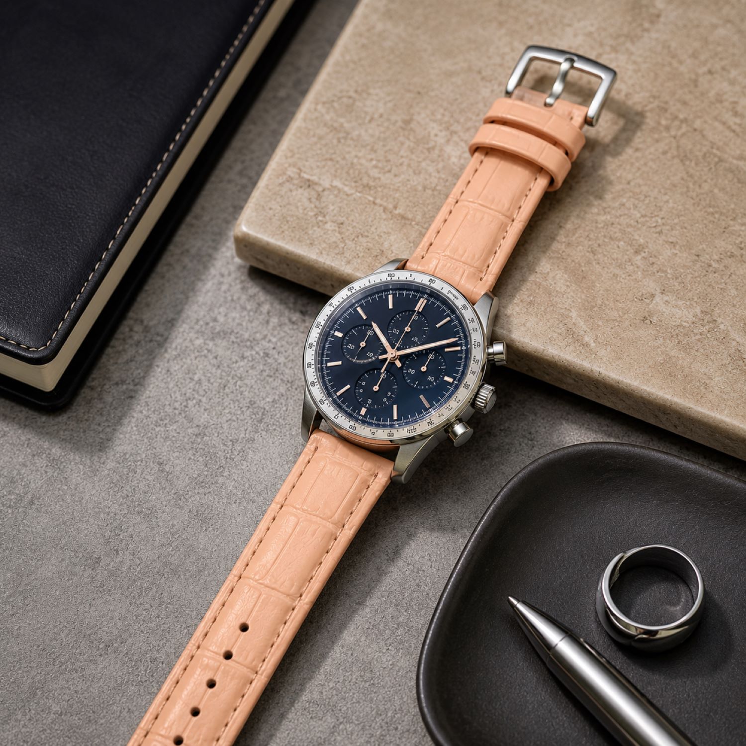 Leather Watch Replacement Band Compatible with Omega x Swatch MoonSwatch 20mm photo 3