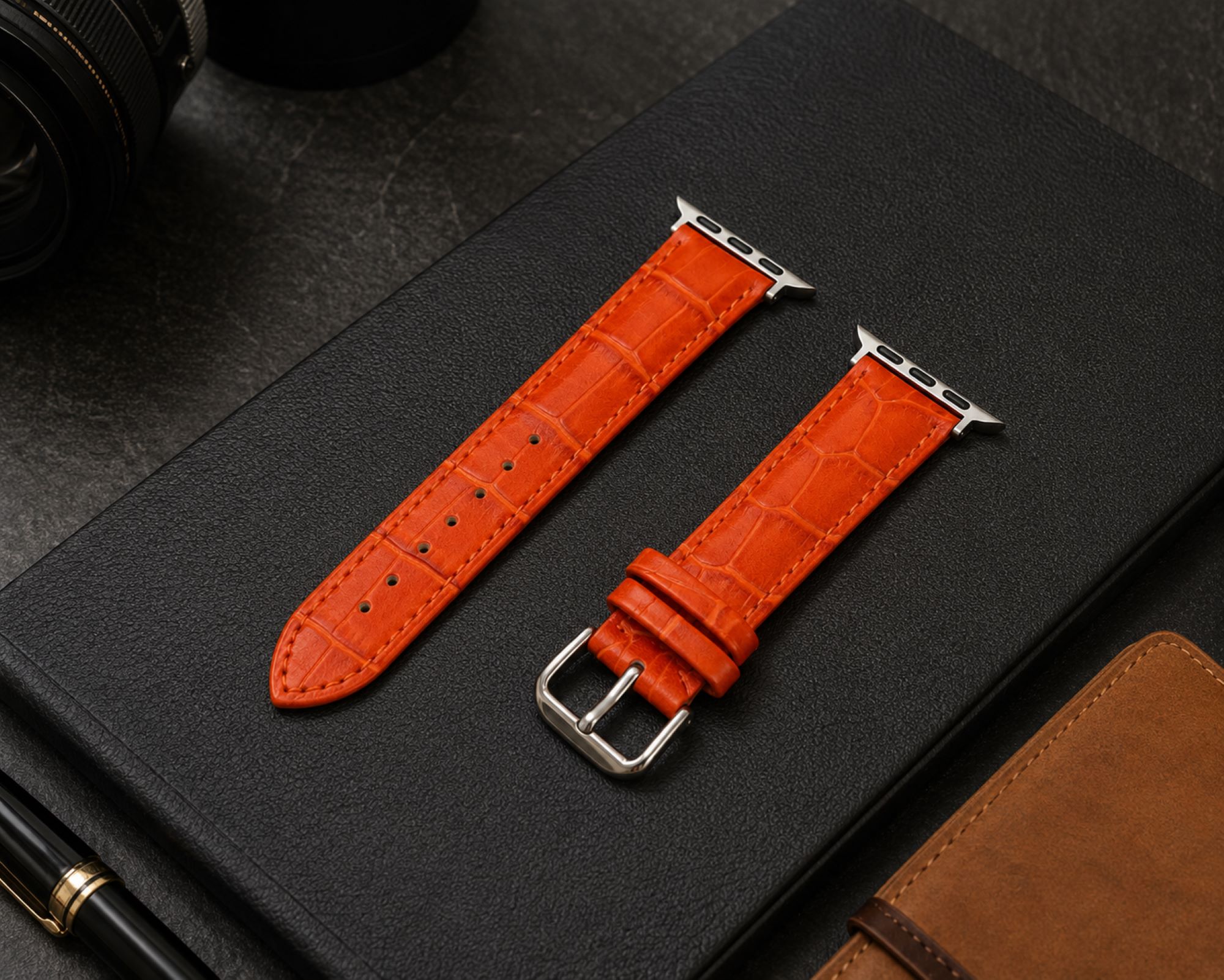 Alligator-Embossed Leather Watch Replacement Band Compatible with Apple Watch 38mm photo 2