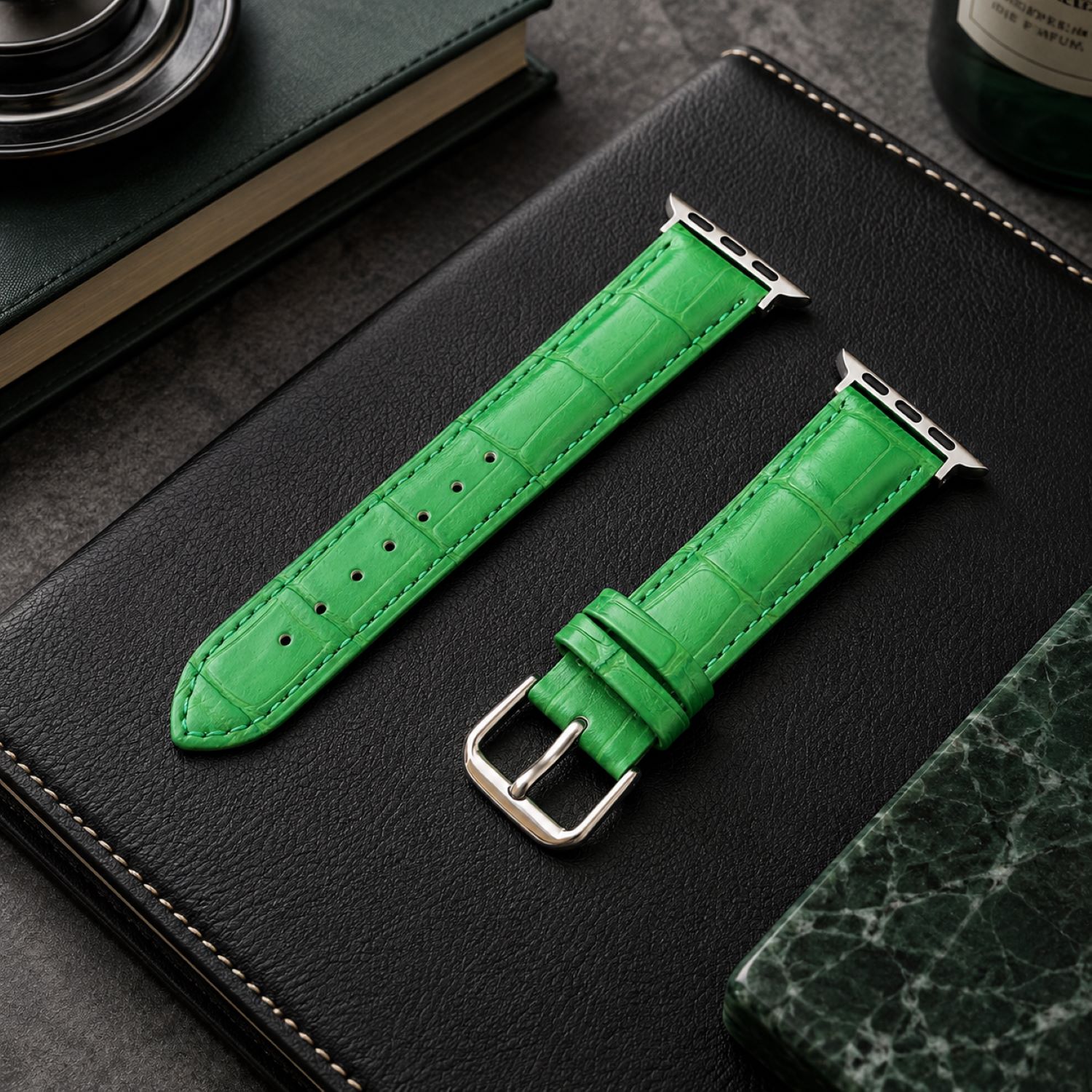 Alligator-Embossed Leather Watch Replacement Band Compatible with Apple Watch 38mm photo 2