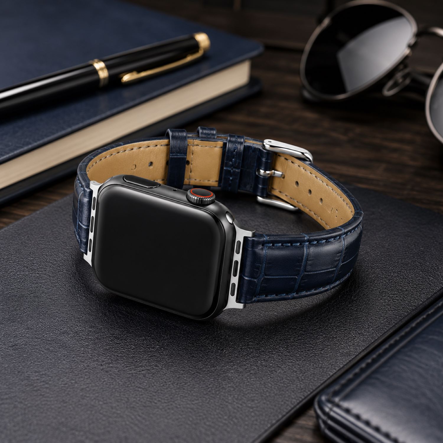 Alligator-Embossed Leather Watch Replacement Band Compatible with Apple Watch 38mm photo 2