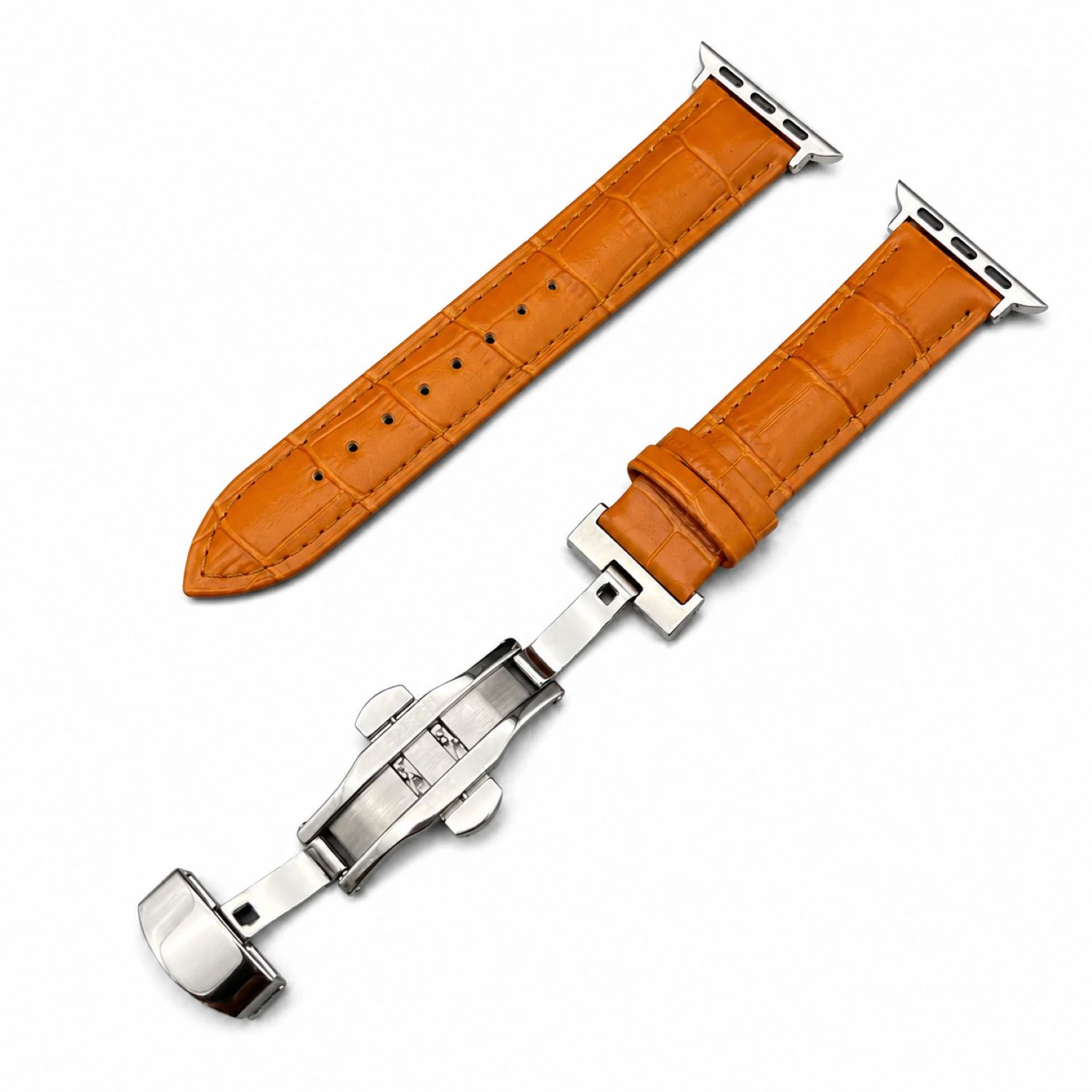 Alligator-Embossed Leather Watch Replacement Band Compatible with Apple Watch 38mm, Black, Silver Buckle