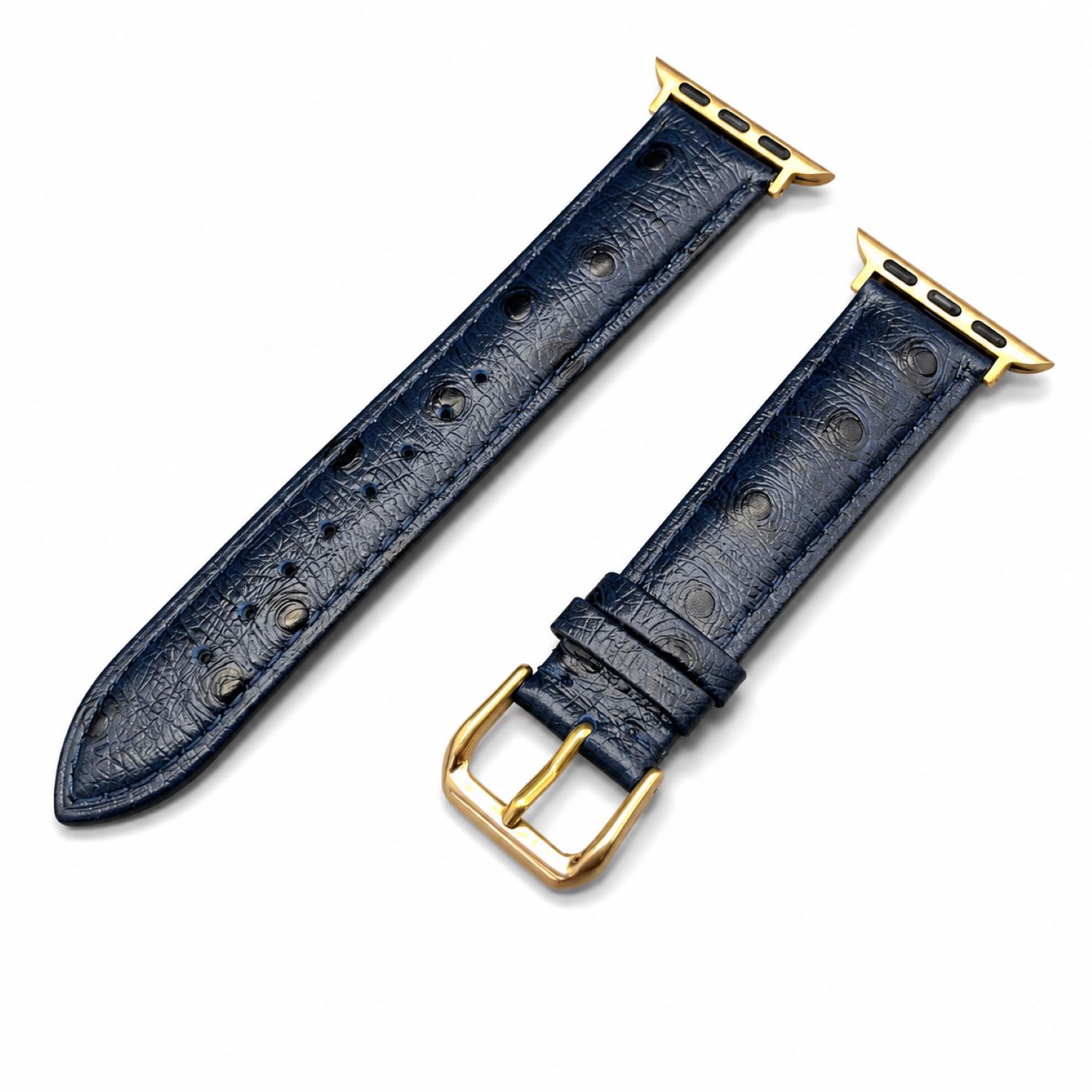 Ostrich-Embossed Leather Watch Replacement Band Compatible with Apple Watch 49mm, Brown, Silver Buckle