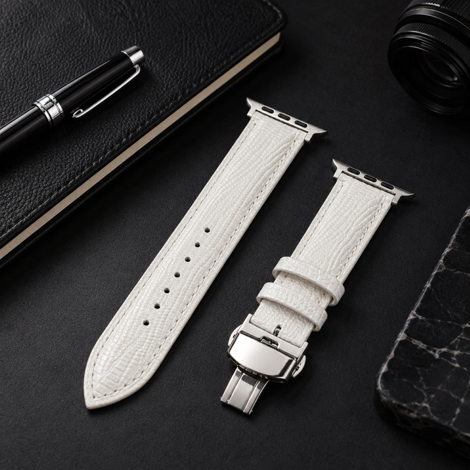 Lizard-Embossed Leather Watch Replacement Band Compatible with Apple Watch 38mm photo 2