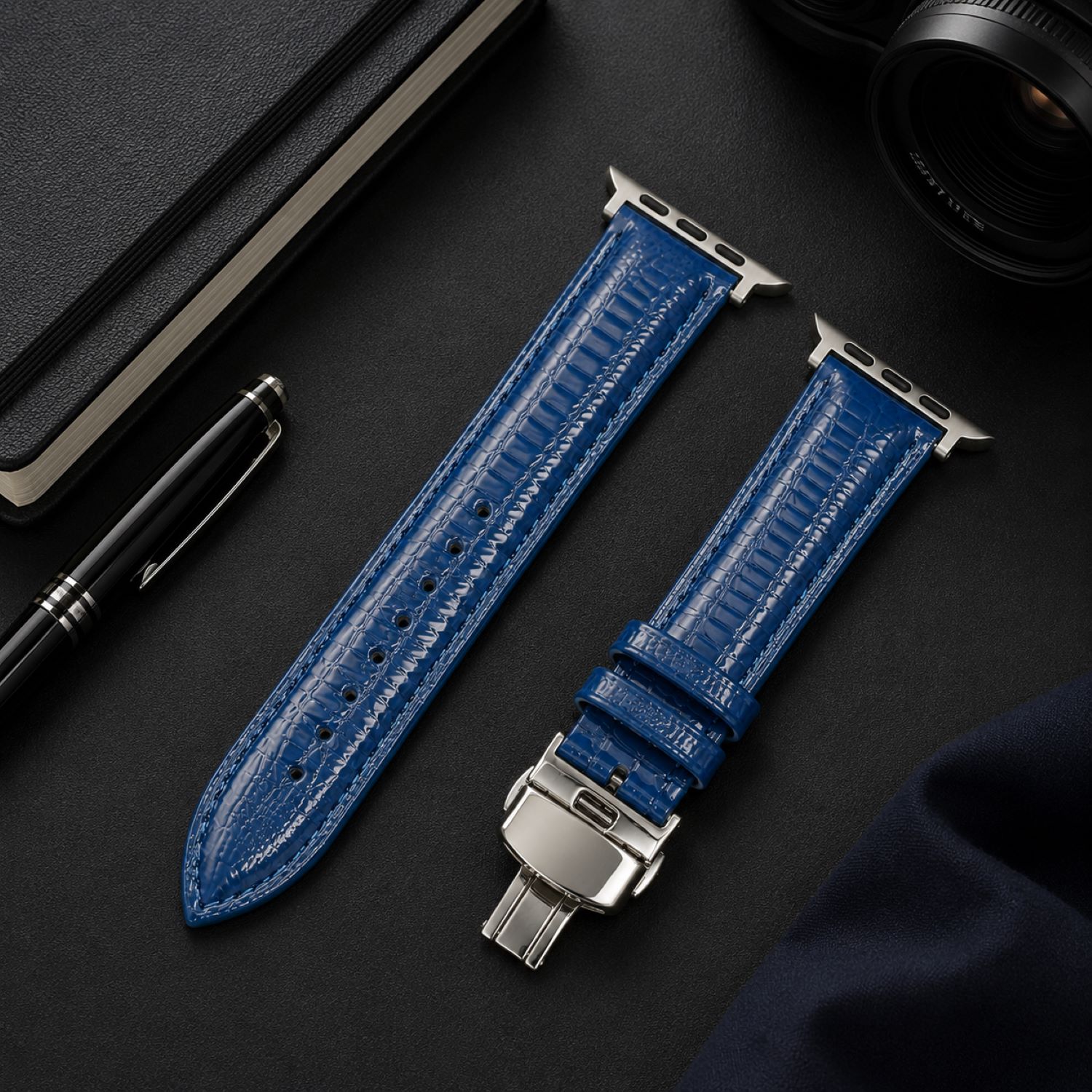 Lizard-Embossed Leather Watch Replacement Band Compatible with Apple Watch 38mm photo 2