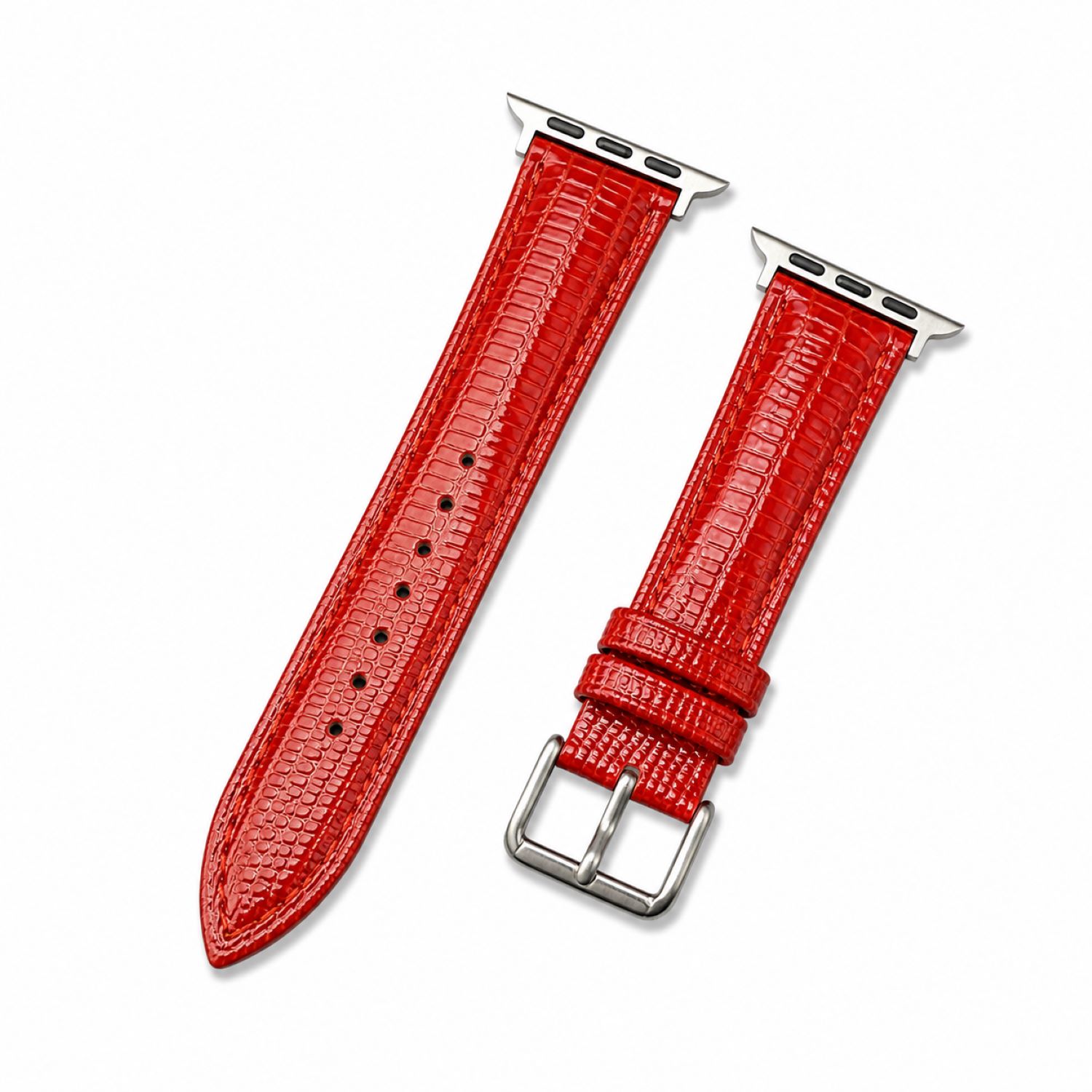 Replacement Lizard-Pattern Genuine Leather Watch Band with Tang Buckle Compatible with Apple Watch 38mm