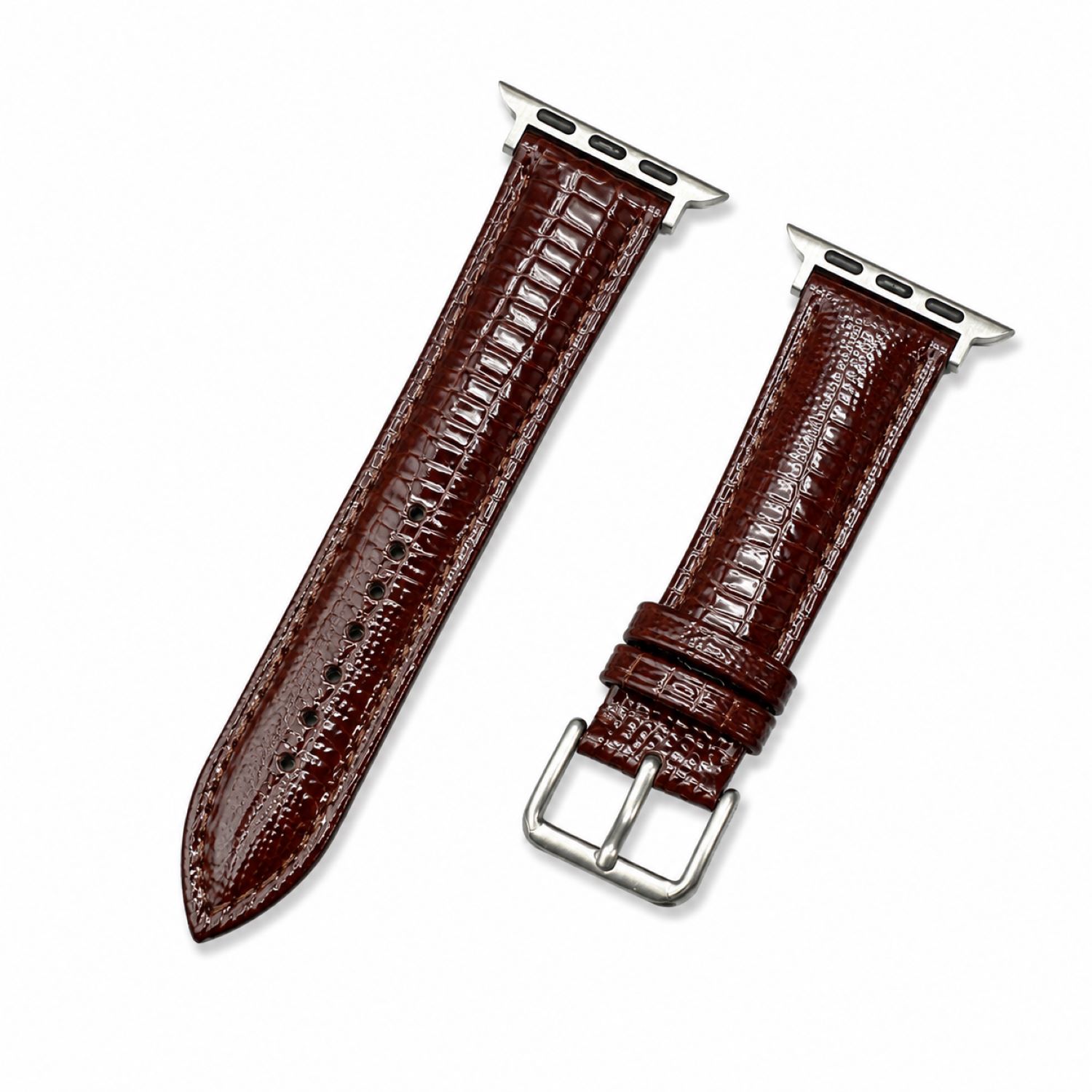 Replacement Lizard-Pattern Genuine Leather Watch Band with Tang Buckle Compatible with Apple Watch 38mm