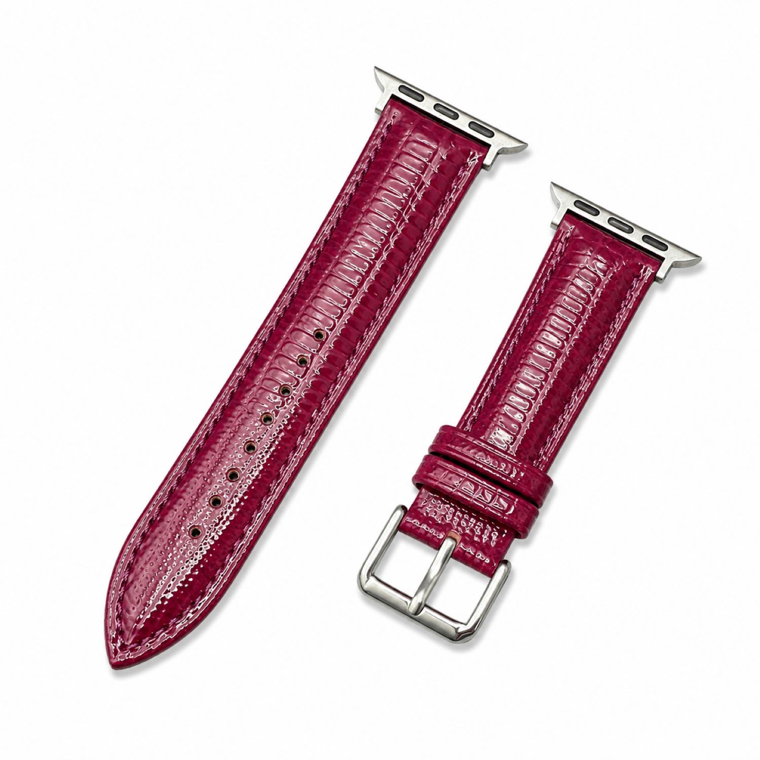 Replacement Lizard-Pattern Genuine Leather Watch Band with Tang Buckle Compatible with Apple Watch 38mm