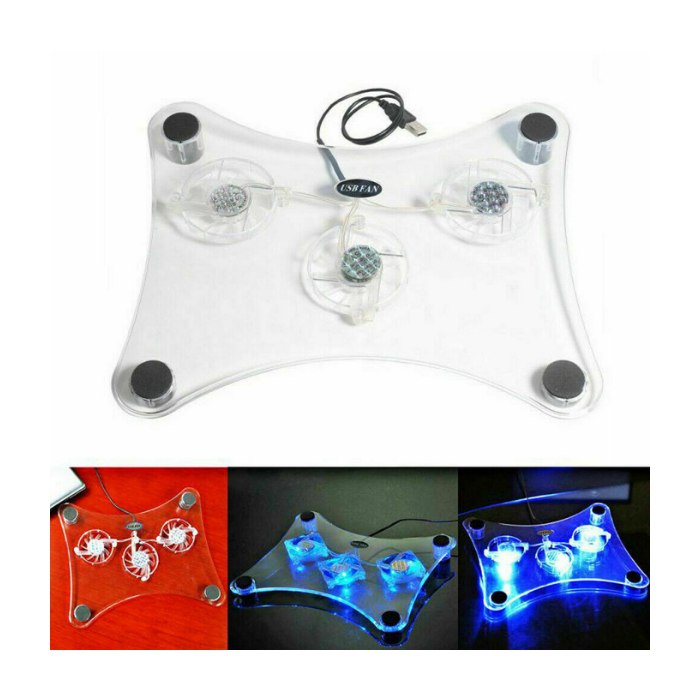 3 Fans Laptop Cooler Pad Ultra Slim Portable USB Powered with LED — Sanoxy product image