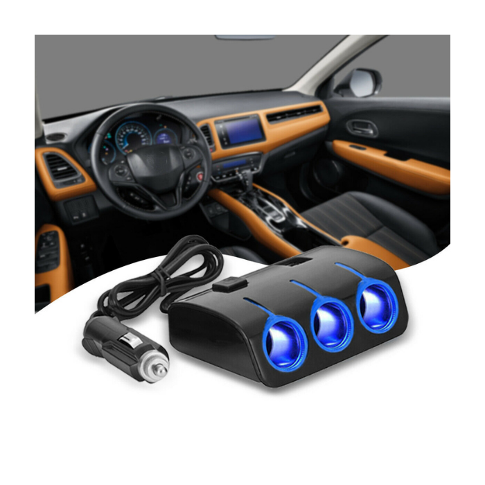 3 Way Car Lighter Socket Splitter Dual USB Charger Power Adapter 12V — Sanoxy product image