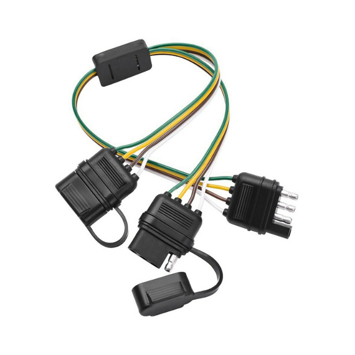 4 Way Flat Y-Splitter Dual Plug Adapter For LED Tailgate Light Bar Trailer 4 Pin — Sanoxy product image