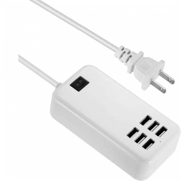 6-Port Multi-Port USB Hub Travel Charger Desktop Fast Charging — Sanoxy product image