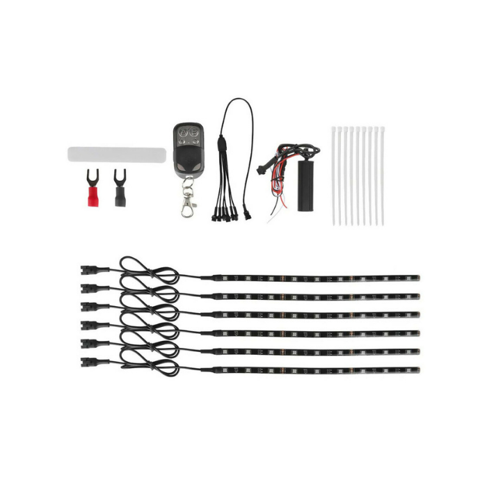 6PCS Motorcycle 5050 LED Lights Strip Wireless Remote RGB 18 Color Neon Glow Kit — Sanoxy product image