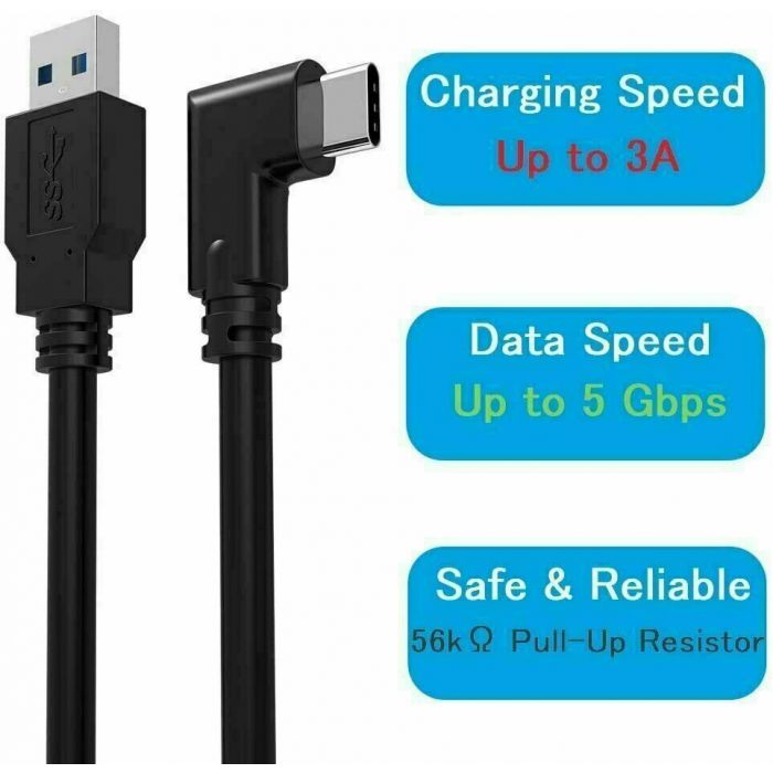 Link Cable For Oculus Quest 2 Type-C 3.2 Right Angle To USB A Charging Cord — Sanoxy product image