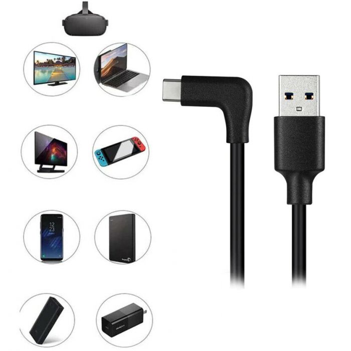 Link Cable For Oculus Quest 2 Type-C 3.2 Right Angle To USB A Charging Cord — Sanoxy product image