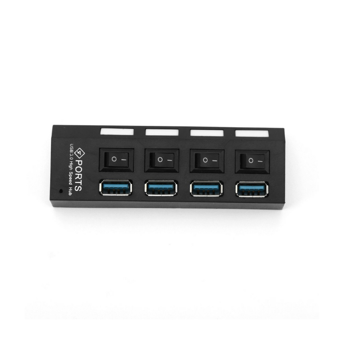 USB 3.0 Hub 4 Port Splitter with External Power For PC Laptop Black — Sanoxy product image