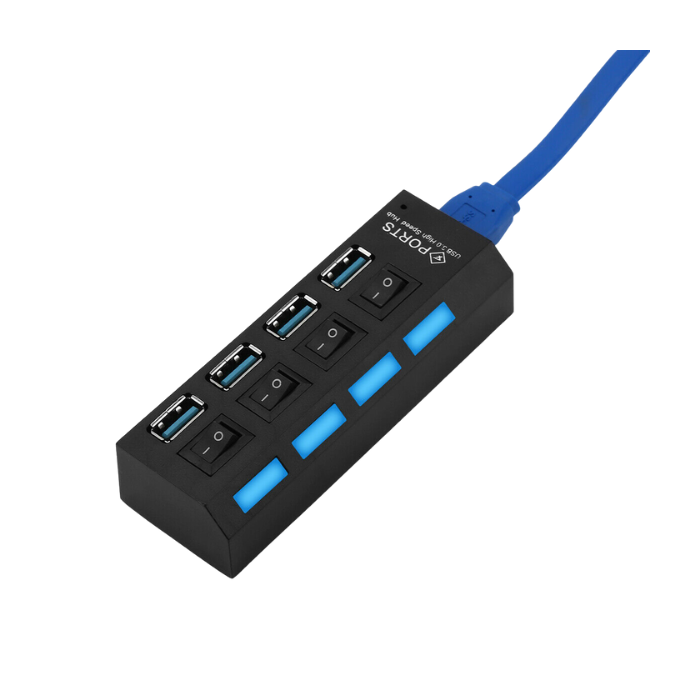 USB 3.0 Hub 4 Port Splitter with External Power For PC Laptop Black — Sanoxy product image