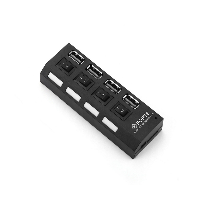 USB 3.0 Hub 4 Port Splitter with External Power For PC Laptop Black — Sanoxy product image