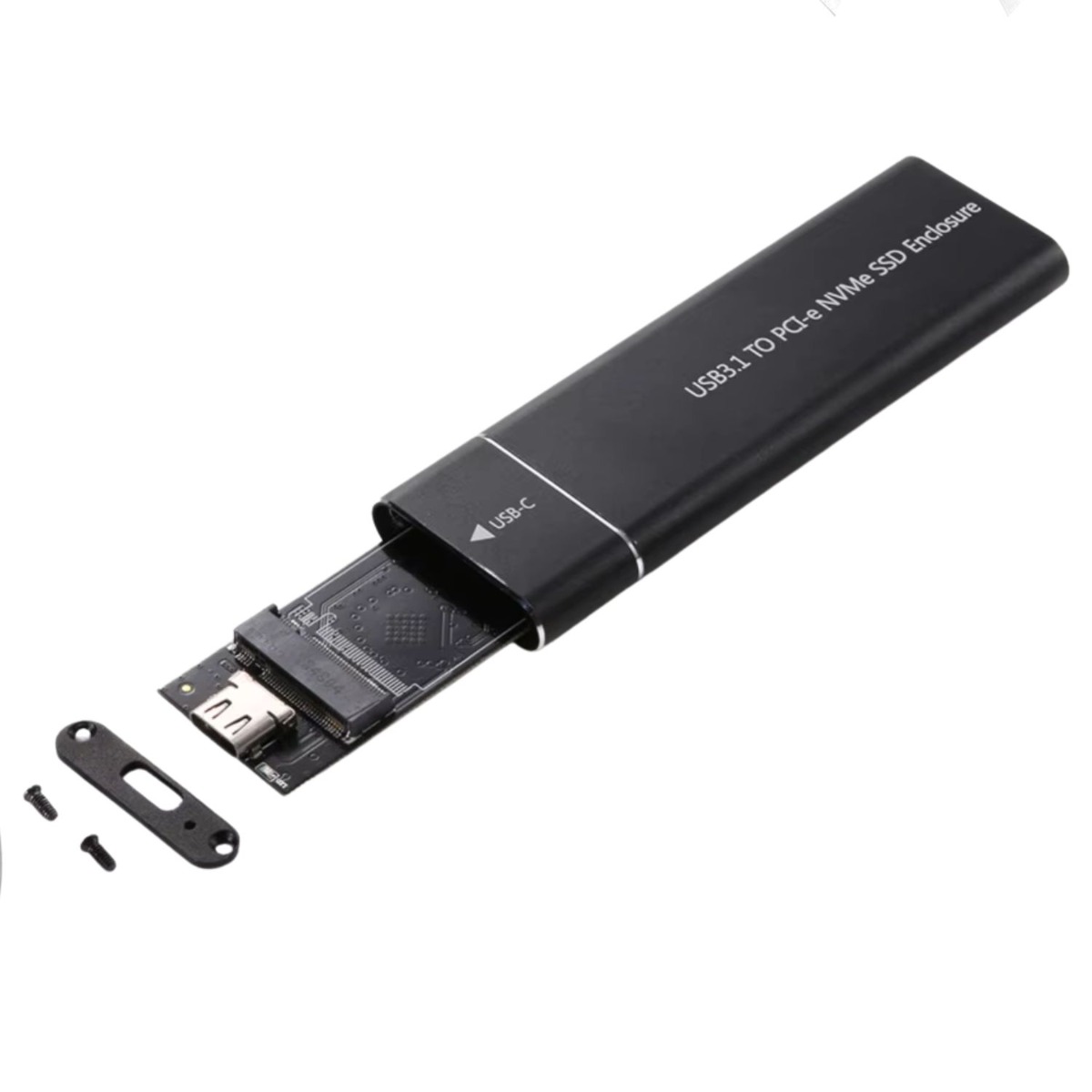 USB 3.1 to M.2 NVMe PCIe SSD Enclosure, 10Gbps External Aluminum Case, Compatible with M-Key and M+B Key NVMe SSDs — Sanoxy product image