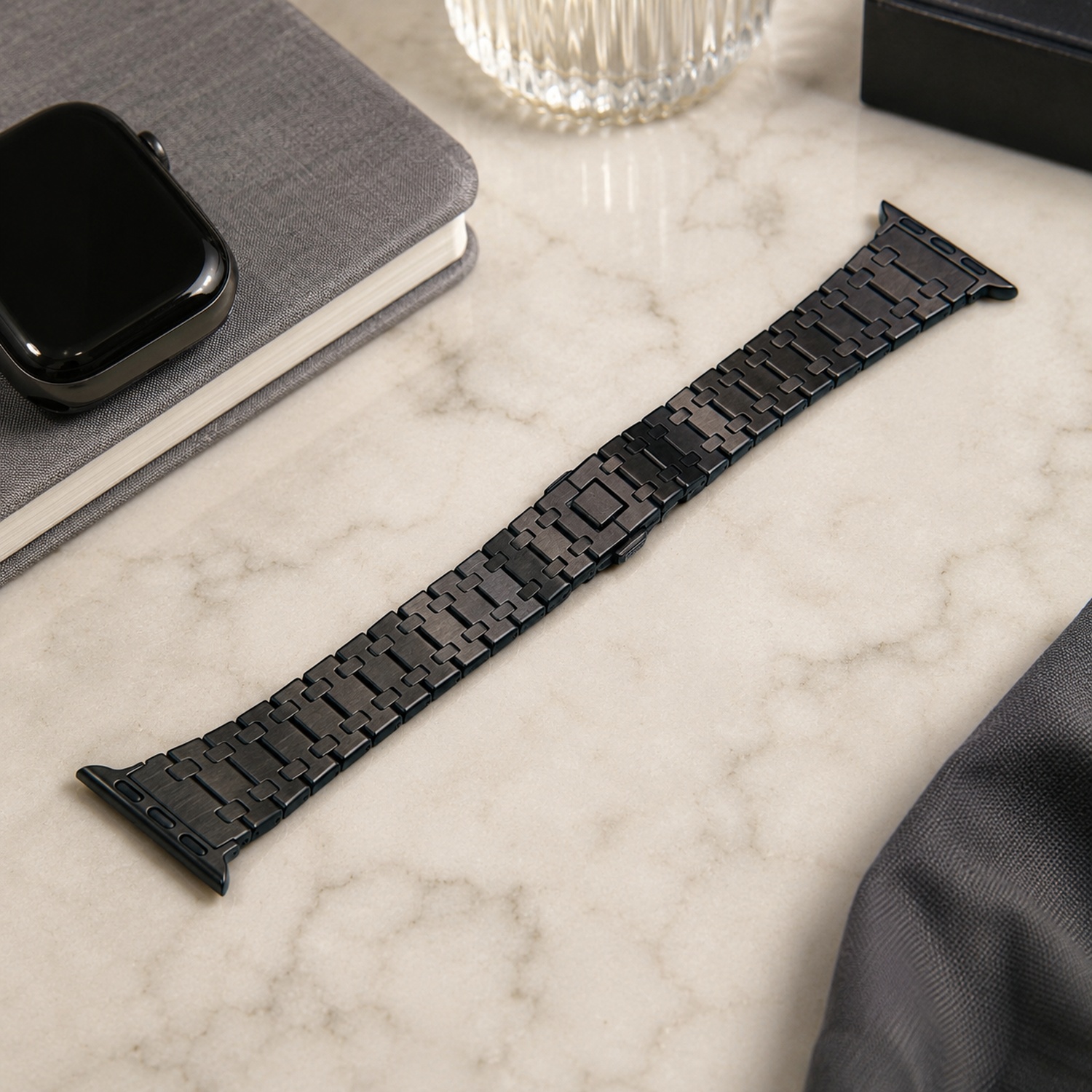 Octagonal-Style Stainless Steel Replacement Band Compatible with Apple Watch 38mm, Black photo 3