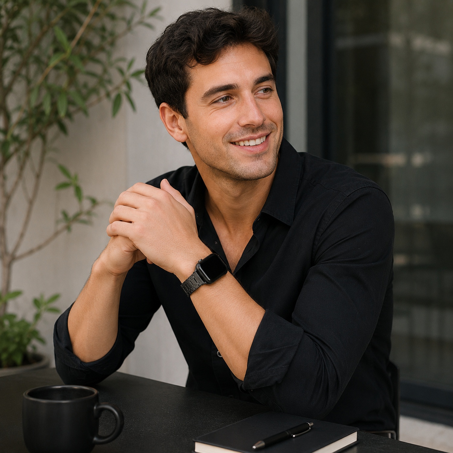 Octagonal-Style Stainless Steel Replacement Band Compatible with Apple Watch 38mm, Black photo 4