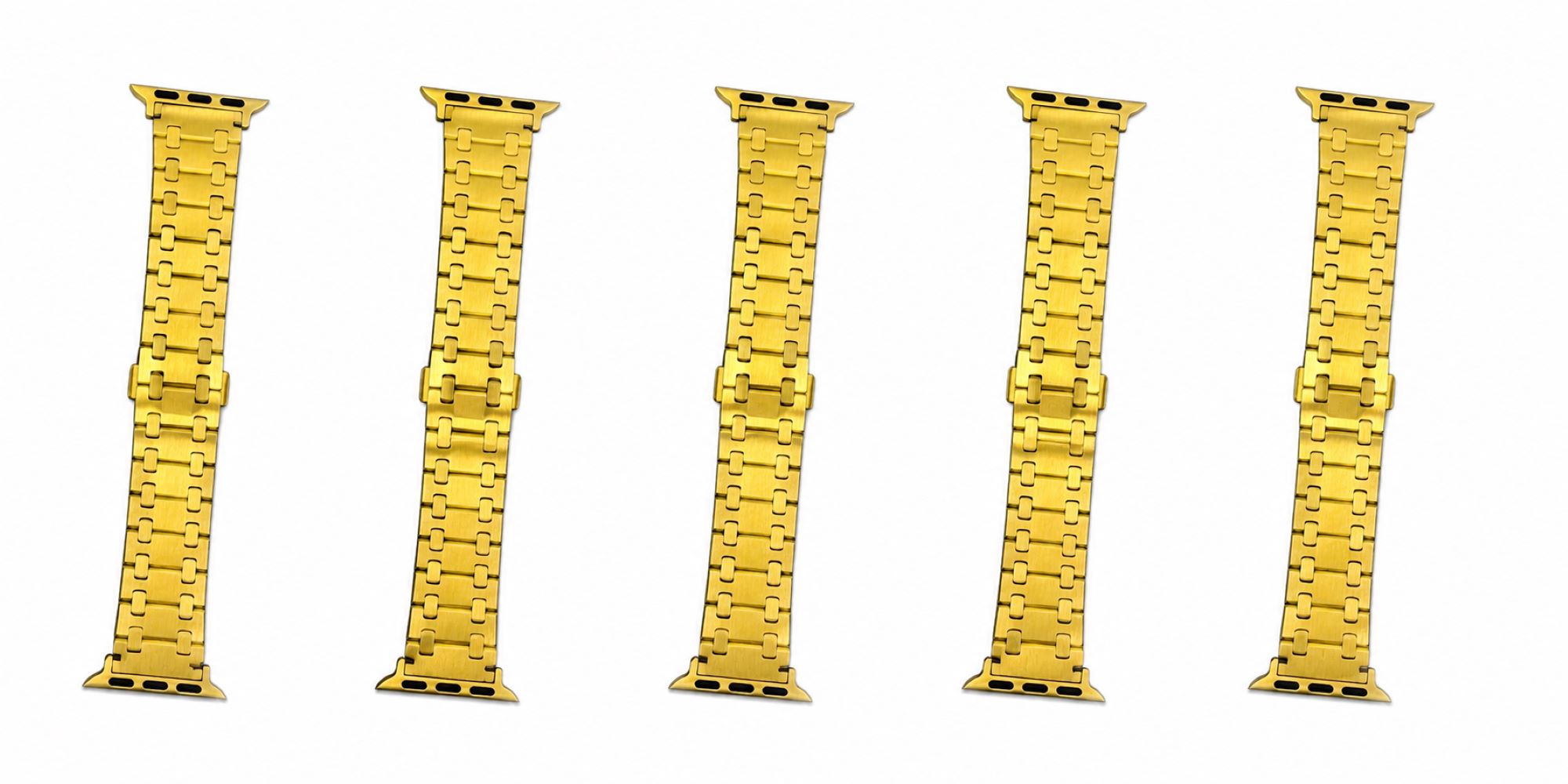 Octagonal-Style Stainless Steel Replacement Band Compatible with Apple Watch 38mm, Yellow Gold photo 2