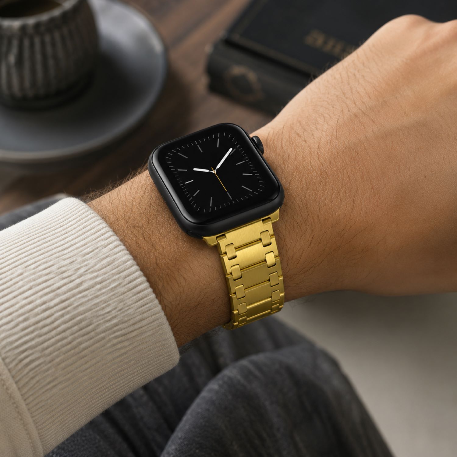 Octagonal-Style Stainless Steel Replacement Band Compatible with Apple Watch 38mm, Yellow Gold photo 4