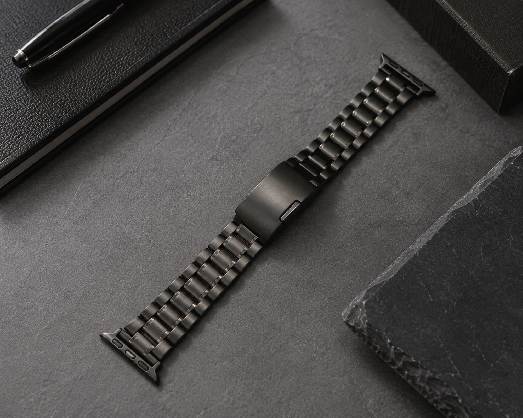 Stainless Steel Replacement Band with Clasp Compatible with Apple Watch 38mm, Black photo 3