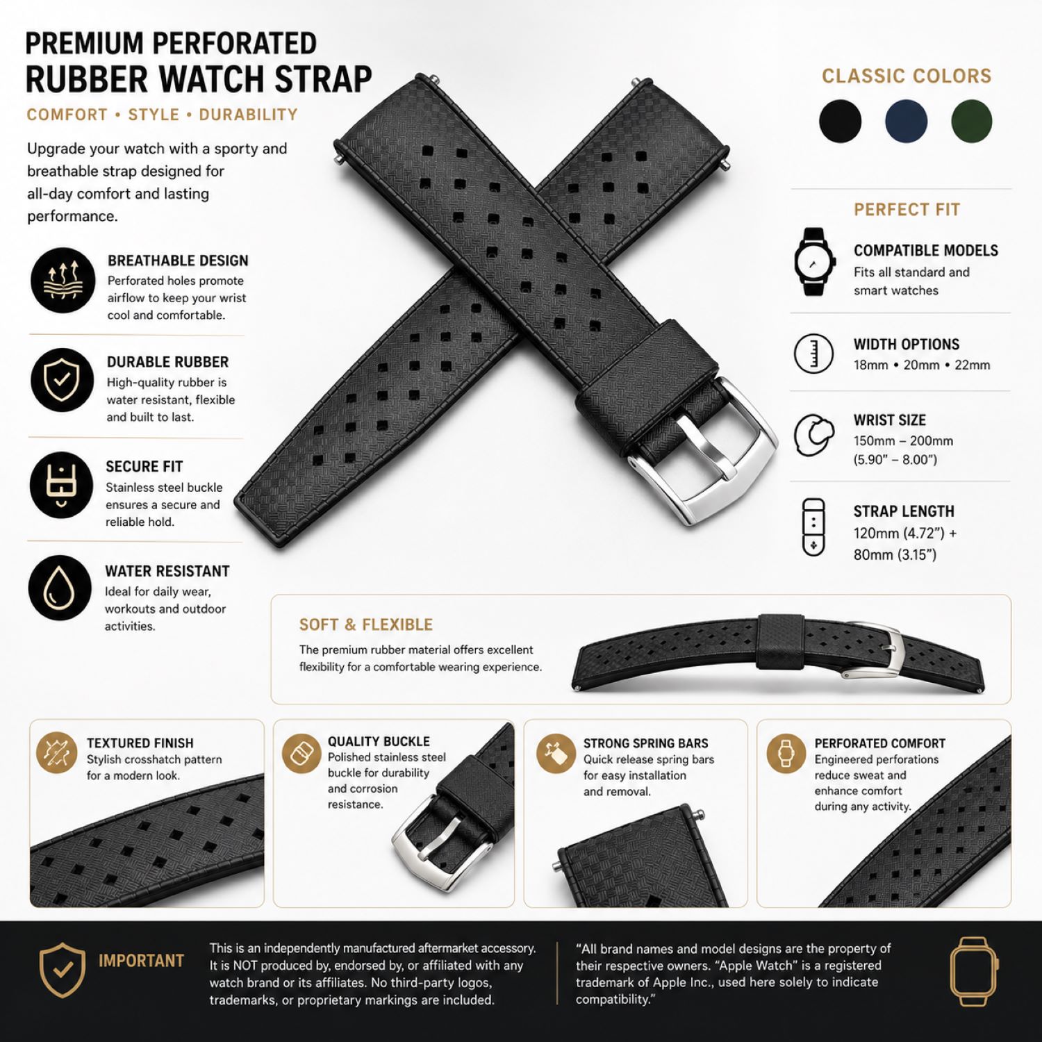 Replacement Silicone Watch Replacement Band Compatible With Omega X Swatch MoonSwatch 20mm, Black photo 5
