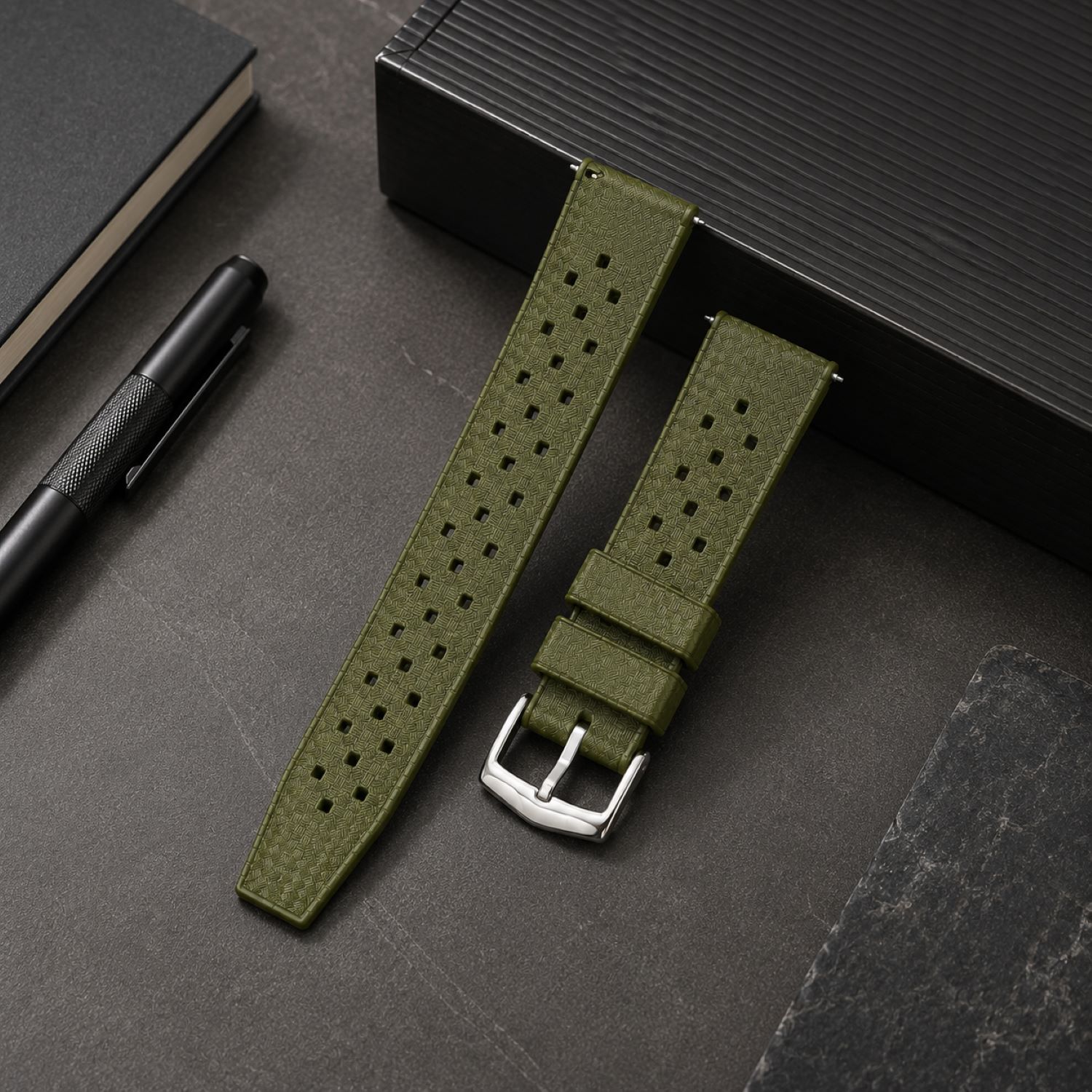 Replacement Silicone Watch Replacement Band Compatible With Omega X Swatch MoonSwatch 20mm, Dark Green photo 3