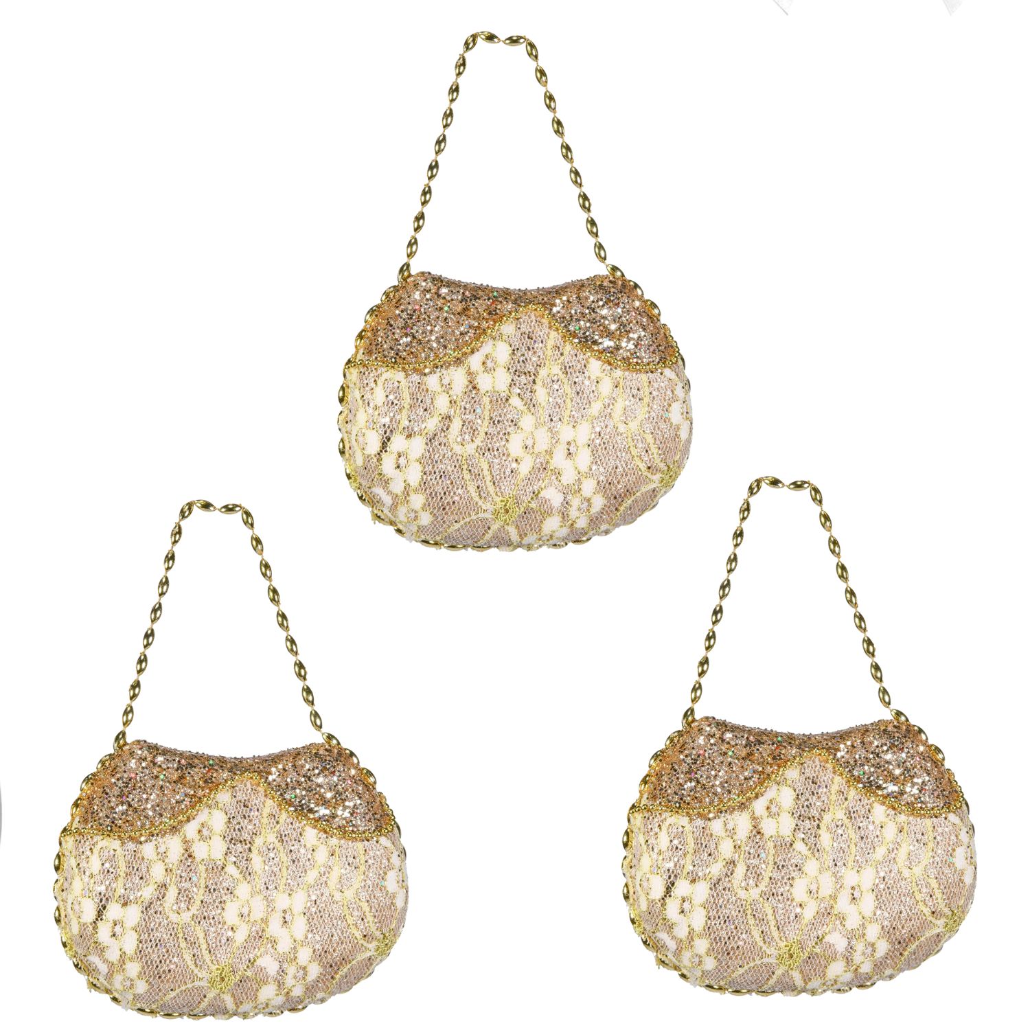 Elegani Champagne Purse Christmas Ornament Set photo 2