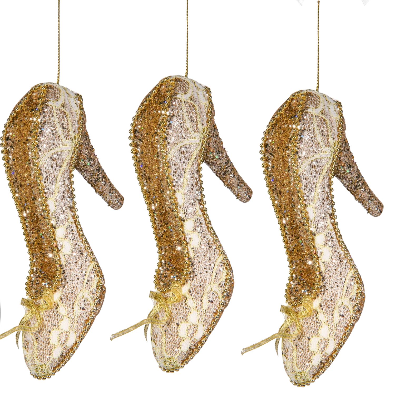 Elegani Champagne High Heel Christmas Ornament Set photo 2