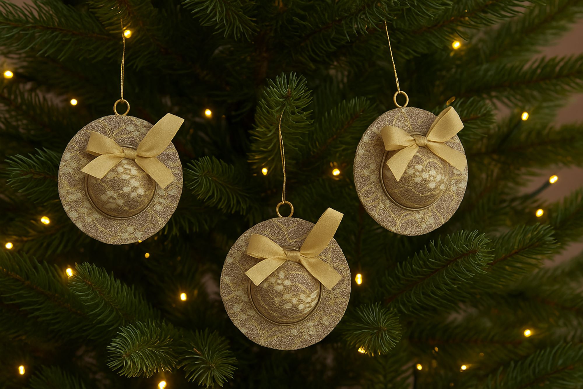 Elegani Champagne Hat Christmas Ornament Set photo 3