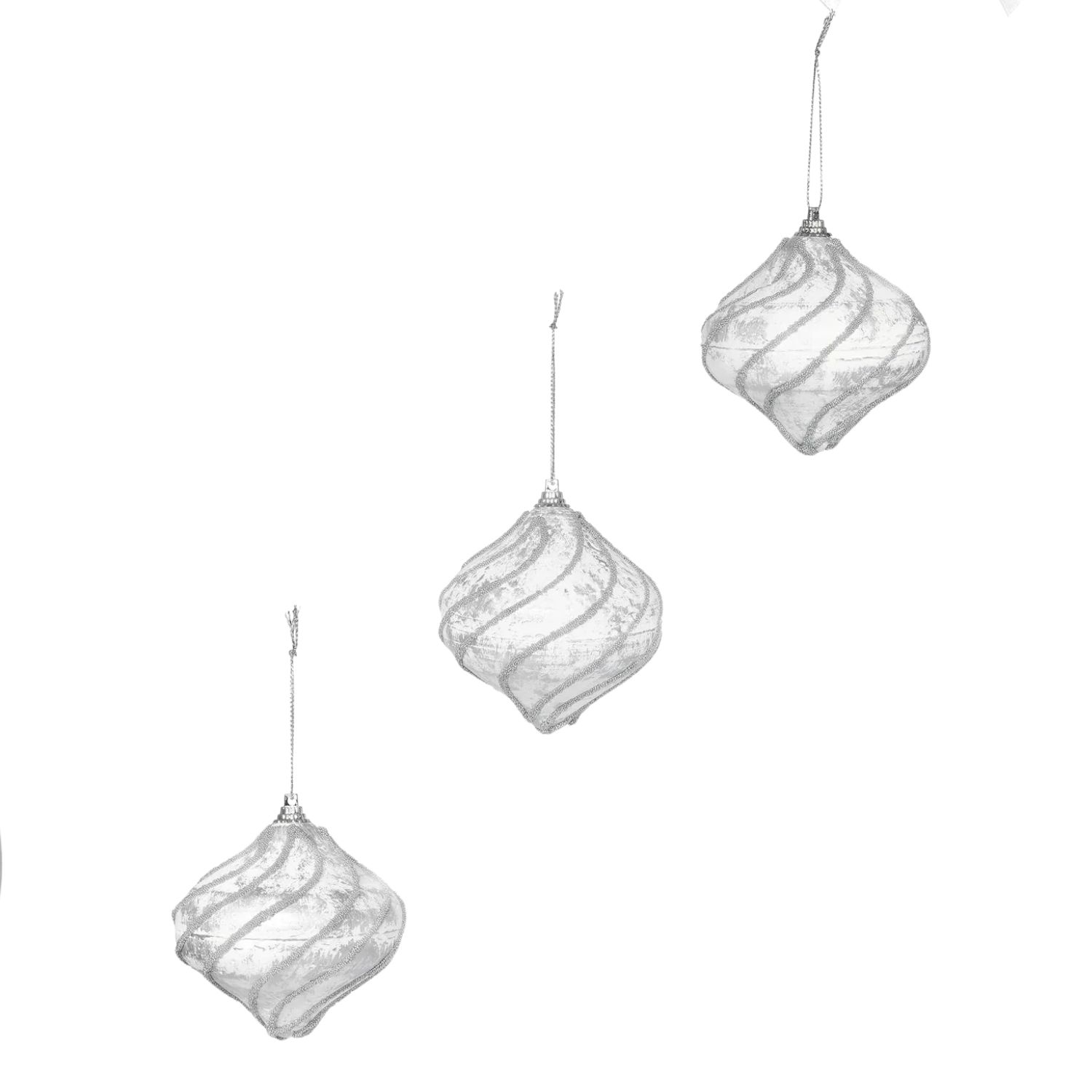 Elegani 8cm Onion with Silver Slant Lines Christmas Ornament Set, 3-Pack photo 2