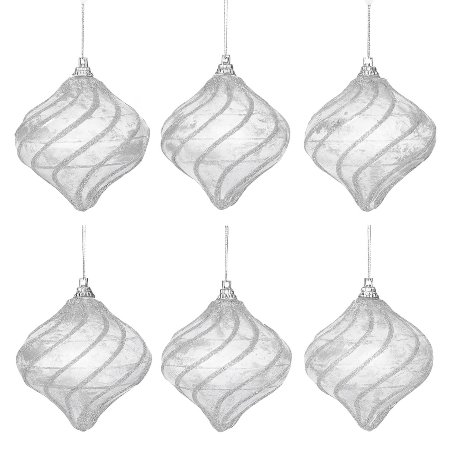 Elegani 8cm Onion with Silver Slant Lines Christmas Ornament Set, 3-Pack photo 3