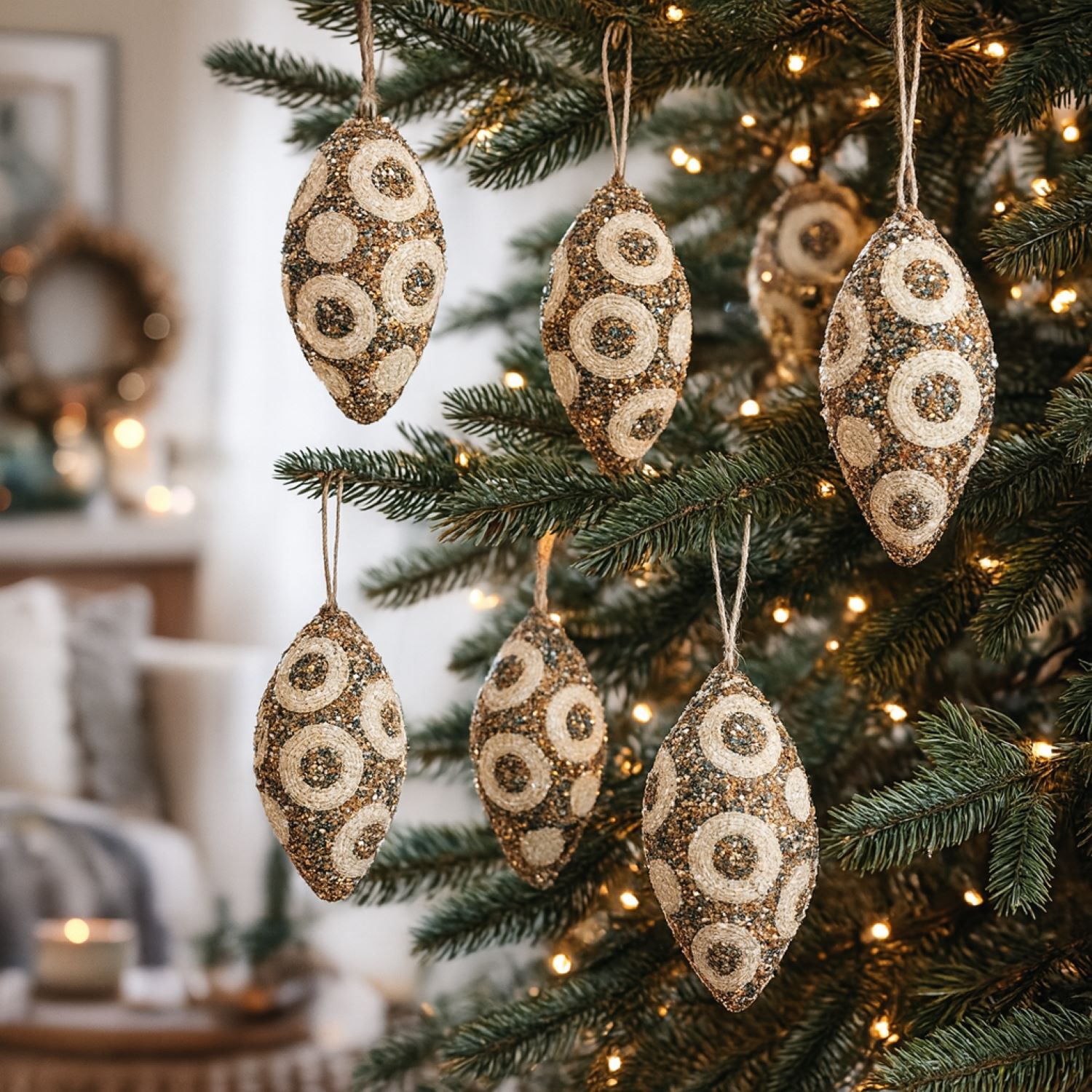 Elegani 11cm Polka Dots Olive Christmas Ornament Set, 3-Pack photo 4