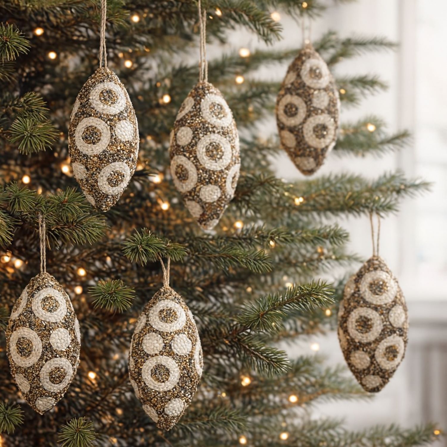 Elegani 11cm Polka Dots Olive Christmas Ornament Set, 3-Pack photo 5