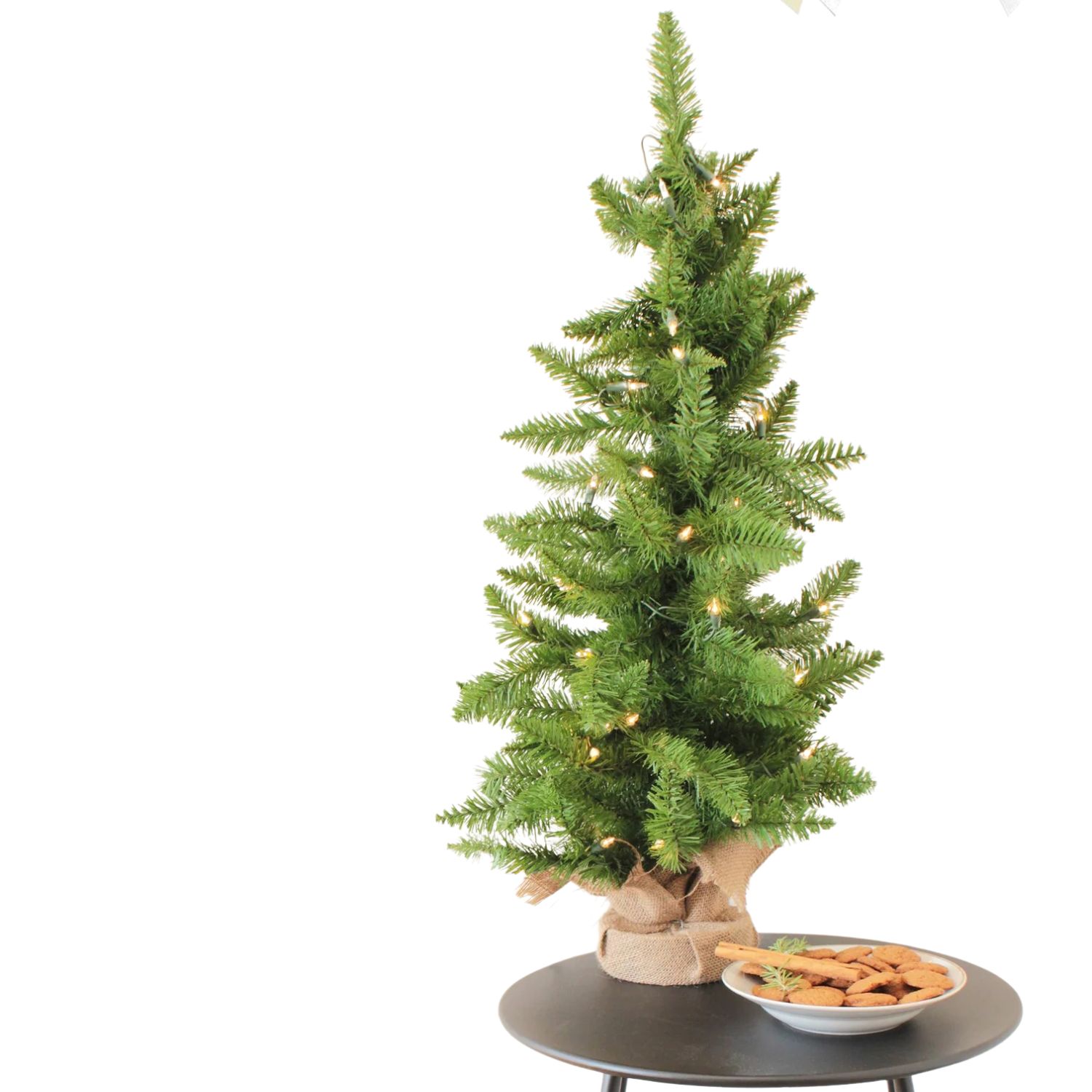 Elegani Pre-Lit Tabletop Christmas Tree with Burlap Base photo 2