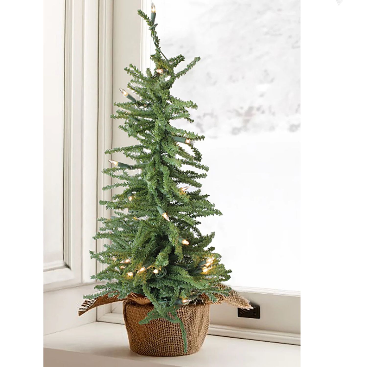 Elegani Pre-Lit Tabletop Christmas Tree with Burlap Base photo 6